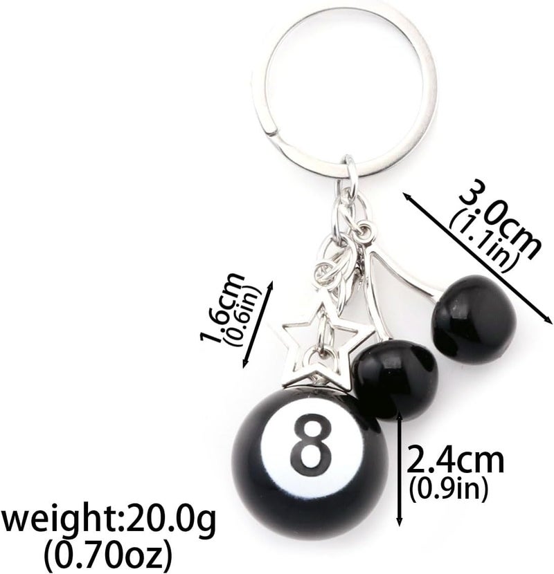 8 Ball Dice Charm Keychain - Cute Bag Purse Handbag Accessories - Y2K Aesthetic Key Chain for Women Men